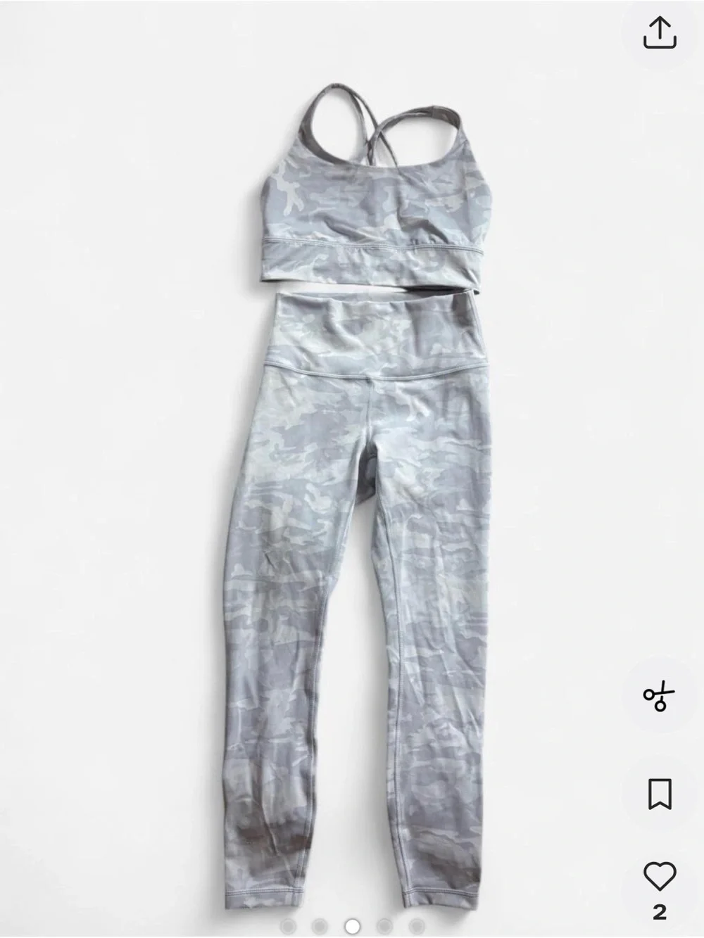 Lululemon Gray Camo Strappy Sports Bra and Legging Set